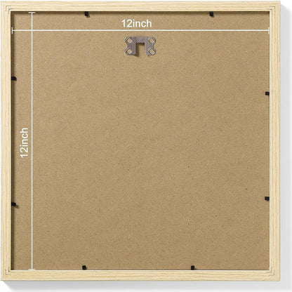 Vittanly 12x12 Picture Frames Set of 9, Shatter Resistant Plexiglass, Display 8x8 Pictures with Mat or 12x12 without Mat, Photo Frames for Wall Mount, Engineered Wood, OAK