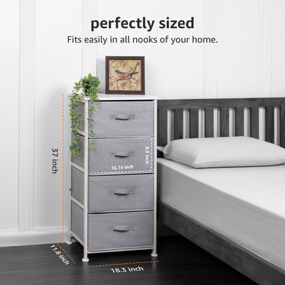 Amazon Basics Fabric 4-Drawer Storage Organizer Unit for Closet, Bedroom, White