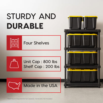 IRIS USA Plastic Storage Shelves |Made in USA| 57"H x 36"W x 24"D - Black