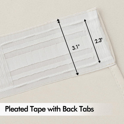 MIULEE Ivory Back Tab Blackout Curtain 96 Inch Long 2 Panels Set for Bedroom, Rod Pocket/Pinch Pleat Thermal Insulated Living Room Darkening Pleated Light Blocking Floor to Ceiling Drape