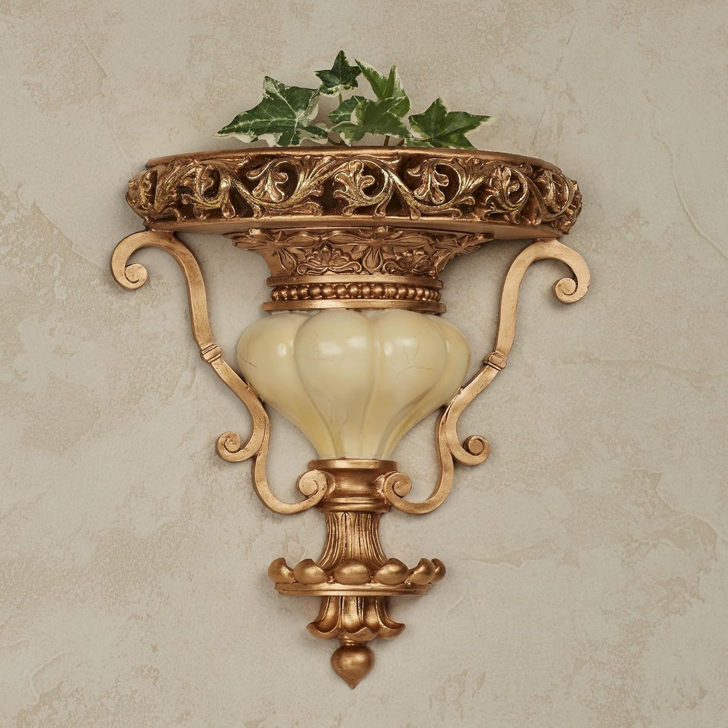 Touch of Class Chalmette Wall Shelf - Gold/Ivory - Victorian Style - Decorative Wall Shelves for Bedroom, Living Room, Kitchen, Hallway, Entryway