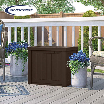 Suncast 17 x 22 Inch Resin 22-Gallon Patio Storage Deck Box, Java Brown (2 Pack)