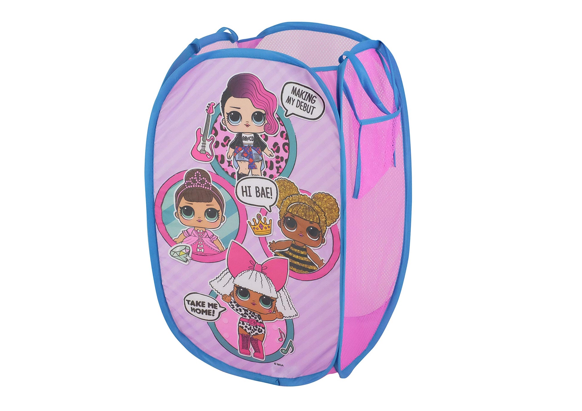 LOL Surprise Pop Up Laundry Hamper,Pink Kids Clothes Storage with Durable Carry Handles, 21" H x