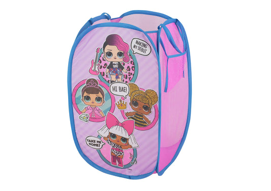 LOL Surprise Pop Up Laundry Hamper,Pink Kids Clothes Storage with Durable Carry Handles, 21" H x