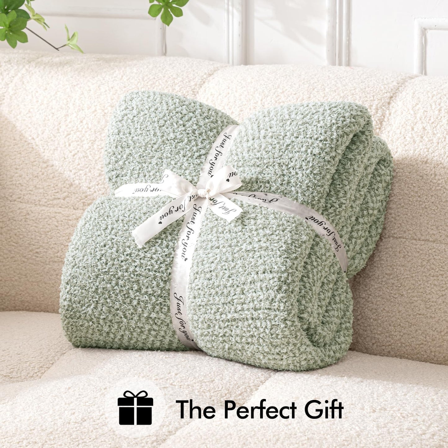 MIULEE Sage Green Super Soft Throw Blanket for Bed, Twin Size Cozy Fluffy Warm Blankets Knit Blankets for Couch, Sofa, Chair, Living Room, Camping, Picnic, 60 x 80 inch