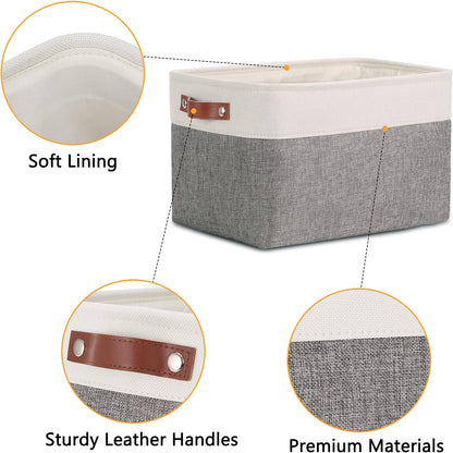 DULLEMELO Storage Baskets for Organizing, Rectangular Fabric Storage Bins Collapsible, Perfect for Shelves, Closets, Empty Gift Baskets (3-Pack Medium-15 inch X 11 inch X 9.5 inch , White&Grey)