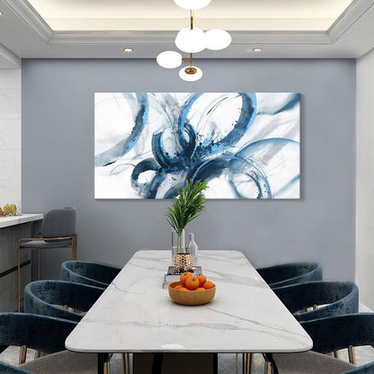 Large Canvas Wall Art Blue Abstract Pictures Wall Art for Living Room Paintings for Wall Decorations Bedroom Decor Aesthetic Framed Office Artwork Wall Decor 29×58in