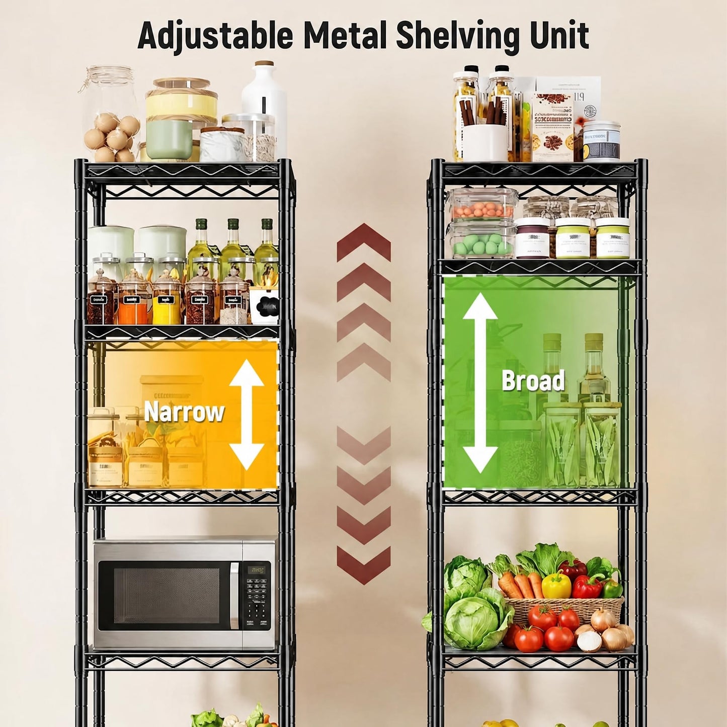 GRANNY SAYS 6-Tier Narrow Storage Shelves for Small Spaces, 15.8" W Metal Shelving Unit, Adjustable