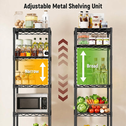 GRANNY SAYS 6-Tier Narrow Storage Shelves for Small Spaces, 15.8" W Metal Shelving Unit, Adjustable