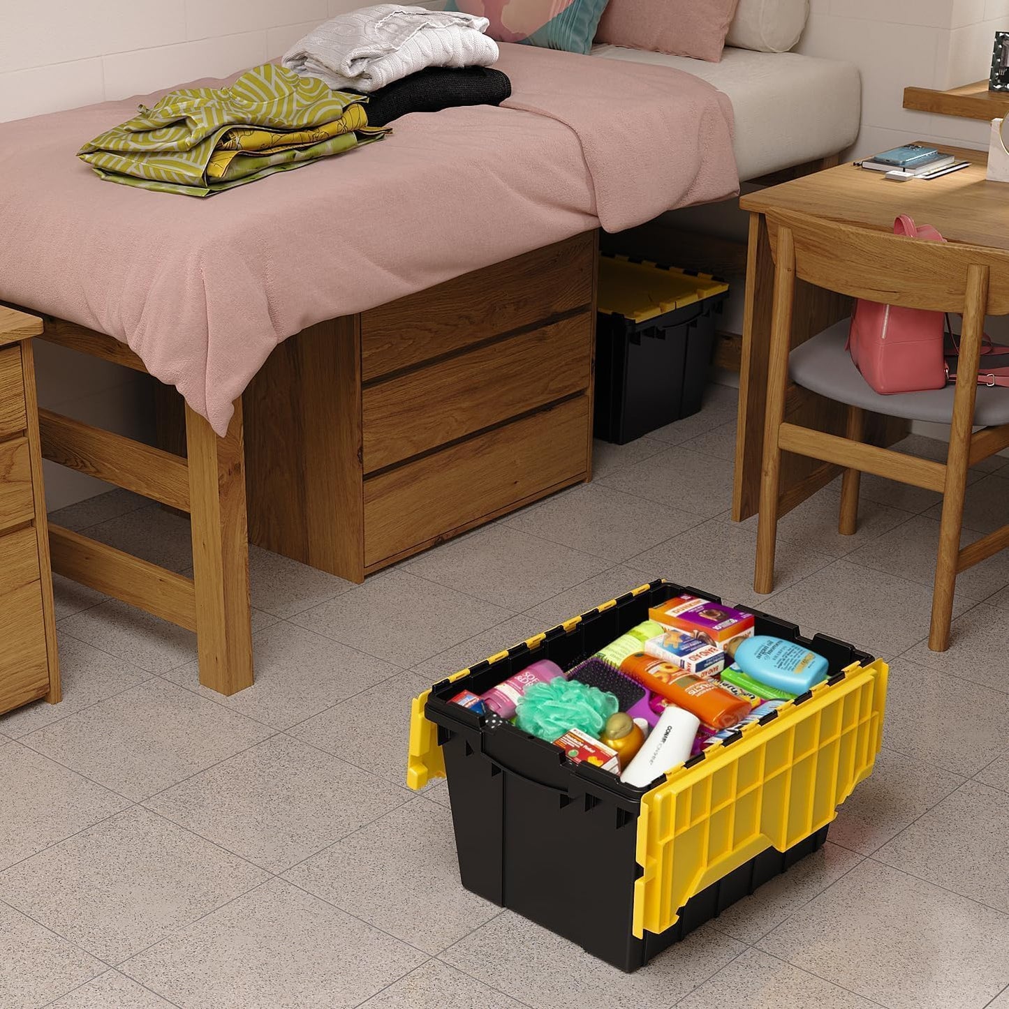 Akro-Mils KeepBox 12 Gallon Storage Container, Nesting and Stackable Plastic Storage Box with Lid