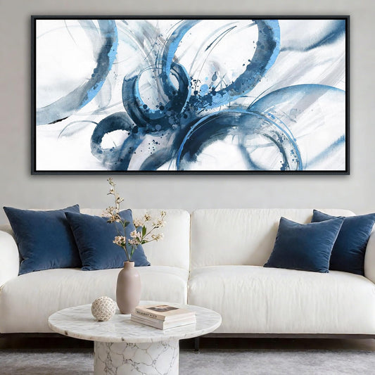 AJAZIKO Blue Canvas Wall Art Abstract Art Wall Decor Wall Art for Living Room Framed Artwork for Walls Paintings for Bedroom Modern Pictures Wall Decor Office Decoration 30×60IN