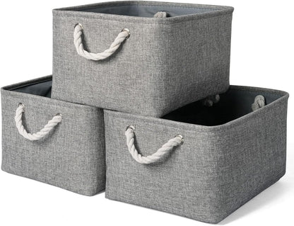 TheWarmHome Storage Bins - 3PCS Fabric Storage Baskets for Organizing Shelves | Large Basket Closet Organizer for Home Shelf Dog Laundry Organization | Collapsible Storage Cubes W/Handles