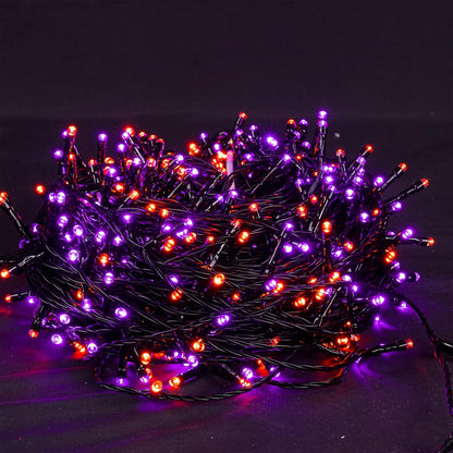 Dazzle Bright Halloween String Lights, 66FT 200 LED Connectable Black Wire 8 Modes String Lights, Waterproof Christmas Decorations for Indoor Outdoor Patio Party Holiday, Purple & Orange