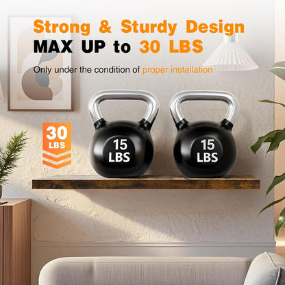 BAYKA Floating Shelves for Wall, 36 inches Long Wall Mounted Rustic Wood Shelves for Bathroom, Bedroom, Living Room, Kitchen, Office, Hanging Shelf for Books/Storage/Decor(Brown,Set of 2)