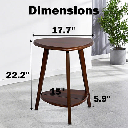 Wood Side Table, Small End Table with Storage Shelf, Accent Table for Living Room, Solid Wood Legs, Walnut
