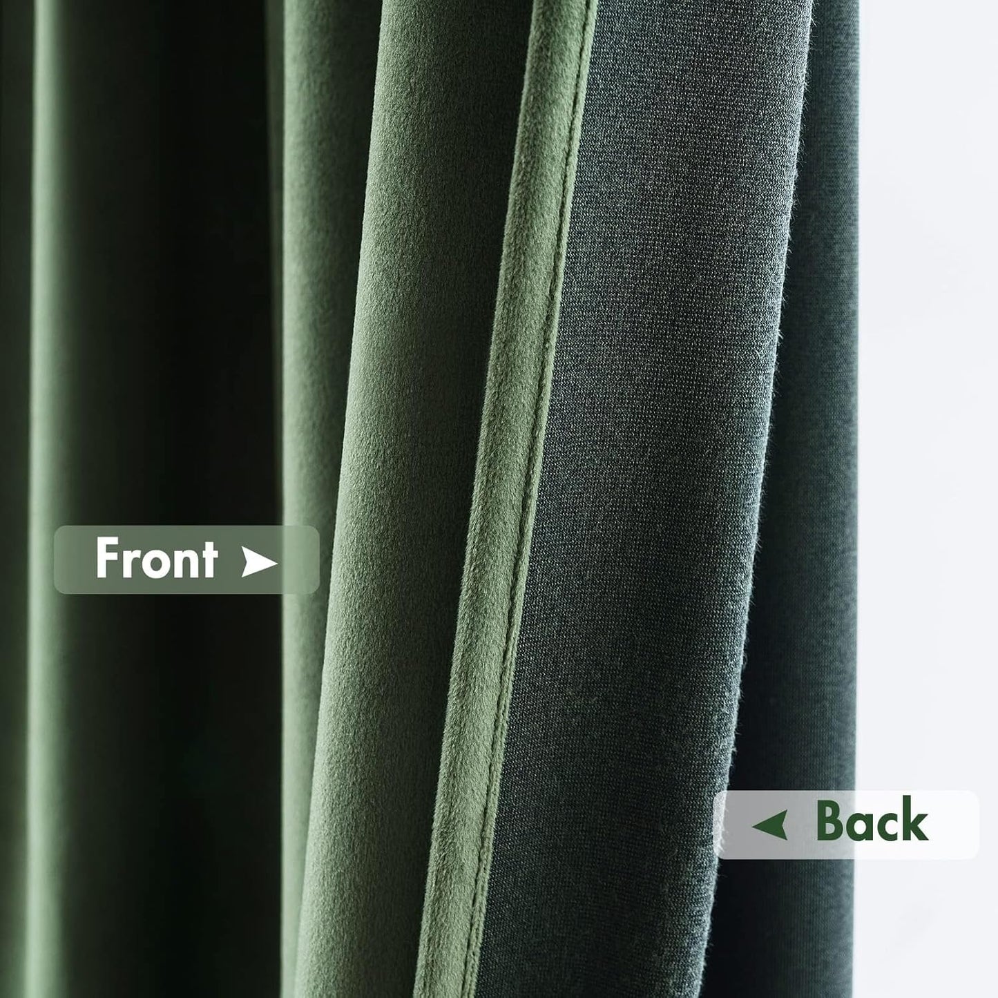MIULEE Olive Green Velvet Curtains Thermal Insulated Blackout Curtain Drapes for Bedroom Living Room Darkening 100 Inches Long Curtains Panels Rod Pocket Set of 2