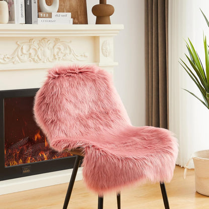 AMTOVO Faux Fur Rug, Blush Pink Small Area Rug, Fluffy Sheepskin Rug, Fuzzy Ultra Soft 2 x 3 ft Shag Rugs for Bedroom Sofa Throw Cushion Room Decor, Sheepskin