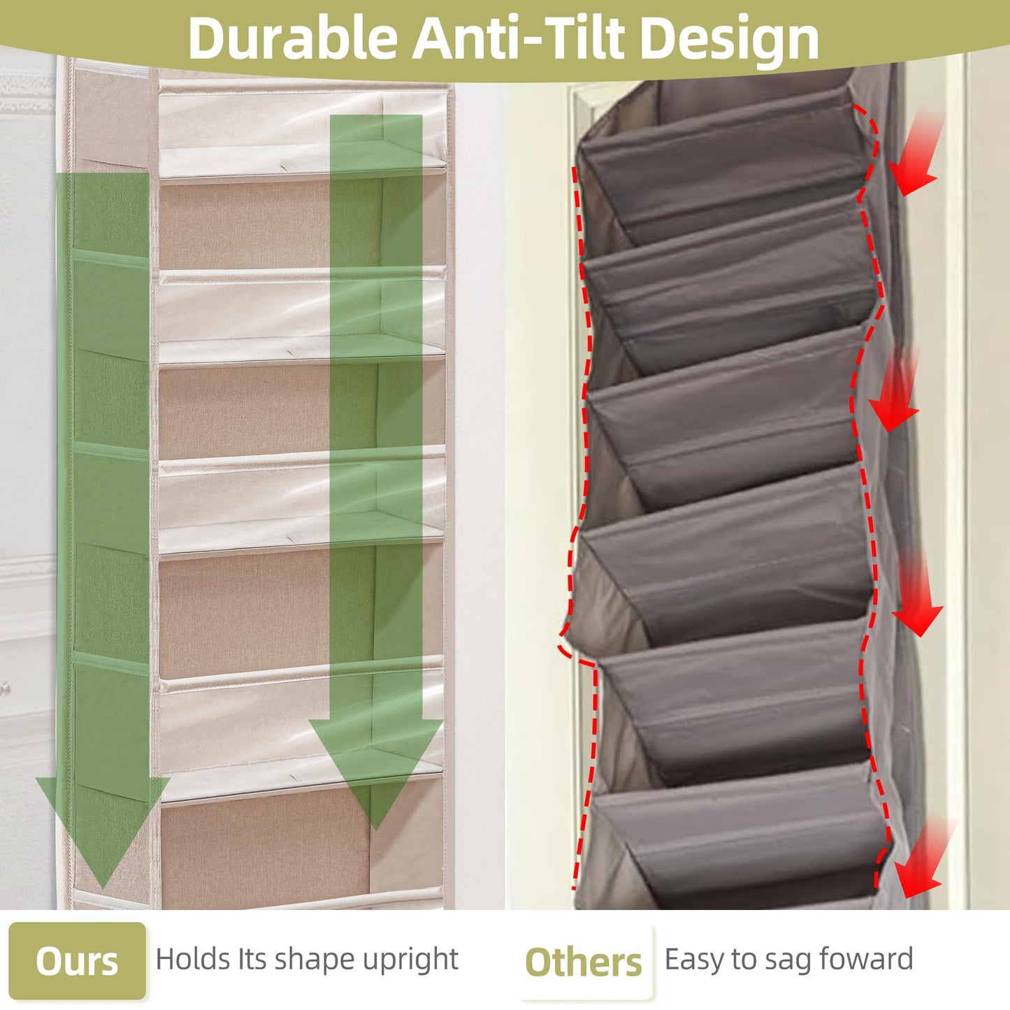 STORAGEIDEAS Over Door Organizer with 6 Extra Large Pockets 12 Side Pockets, Sturdy Closet Storage