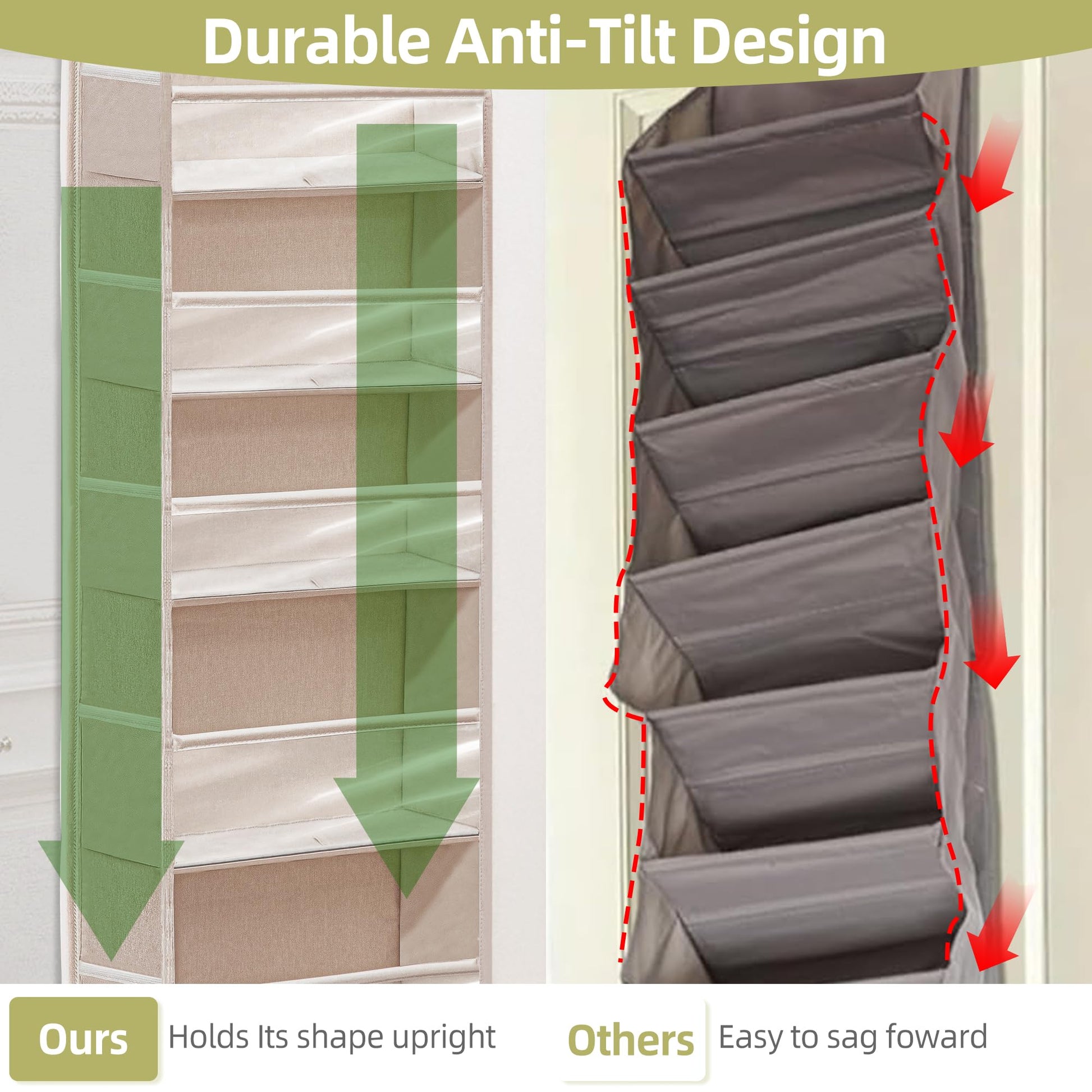 STORAGEIDEAS Over Door Organizer with 6 Extra Large Pockets 12 Side Pockets, Sturdy Closet Storage