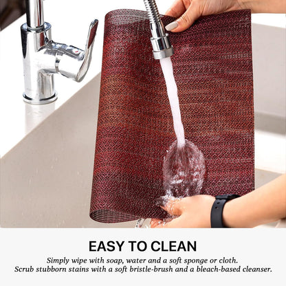 LEXMORE PlaceMats Set of 12 Vinyl/Plastic Woven Place Mats for Kitchen Table Indoor/Outdoor Washable PlaceMat Wipeable Dining Table Mats(Pomegranate Parade)