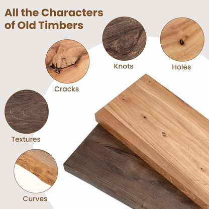 Floating Shelves for Wall Decor, Rustic Solid Elm Wood Live Edge Floating Shelves Wall Mounted, Wall Shelves with Invisible Bracket for Living Room Bathroom Bedroom Kitchen, 24 Inch Set of 2, Natural