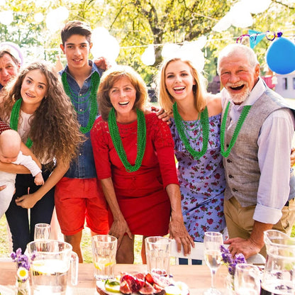 50PCS St Patricks Day Necklace, St. Patrick's Day Green Bead Necklace Accessories, Metallic Irish Saint Patrick Mardi Gras Necklaces Bulk, Parade Throw Accessories for Mardi Gras St. Patricks Party