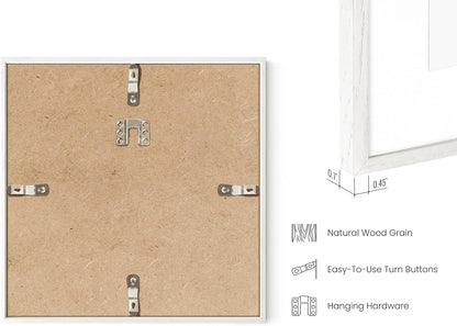 HAUS AND HUES Square Picture Frames - 8x8 Set of 25, Wooden Frames with Mat, White Oak Finish