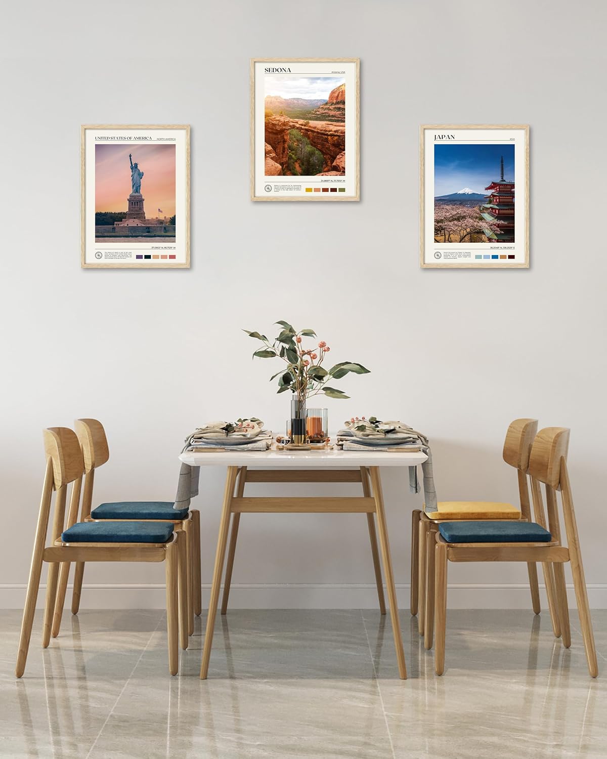 HesenDot Natural OAK Wood Framed Mount Fuji Wall Art, 12x16in Japanese Natural Scenery Canvas Wall Print, Classic Urban Landmark Wall Decor for Living Room, Bedroom,Office Gallery Set of 1