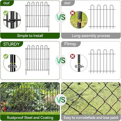 15 Panels Decorative Garden Fence, 32ft X 32in Rustproof Metal Animal Barrier Fence, No Dig Fence Garden Fence, Arched Flower Bed Edging Ornamental Wire Border Fencing for Outdoor Yard, Patio Decor