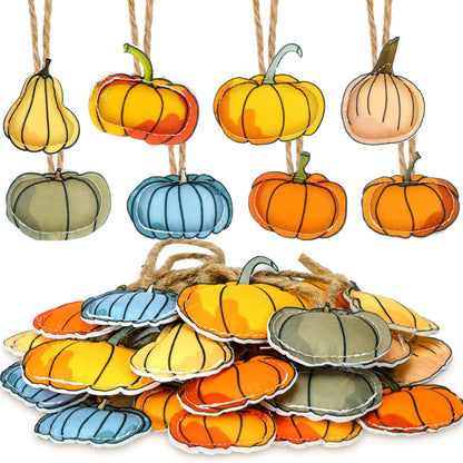 24 Pcs Fall Tree Ornaments Thanksgiving Tree Decoration 3D Felt Maple Leaf Pumpkin Hanging Ornaments for Farmhouse Harvest Autumn Fall Decorations(Pumpkin)