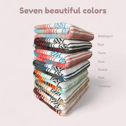 Traditional Handwoven Mexican Blanket, Large Falsa Serape - Soft & Durable - Vibrant Beach, Picnic, Yoga & Camping Mat - Lightweight Boho Throw 70"x50" (Haze)