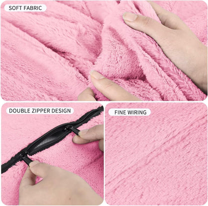 Bean Bag Chair for Adults 3FT,Soft Removable Cover for Teens/Girls Bedroom,Fluffy Giant Round Floor Beanbag Lounger Chairs (No Filler,Pink)