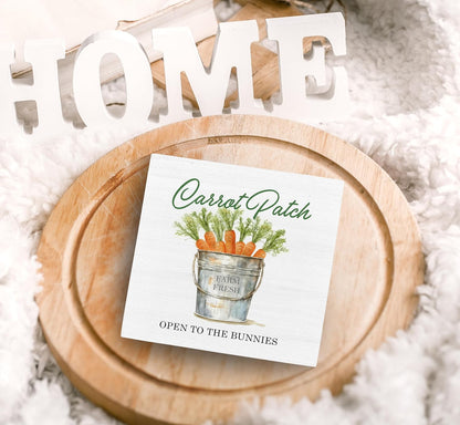 SRADMO Easter Sign, Carrot Patch Easter Wood Box Sign Desk Decor, Easter Carrot Decorations, Farmhouse Easter Theme Wooden Block Box Sign Decoration for Home Office Shelf Table Decor