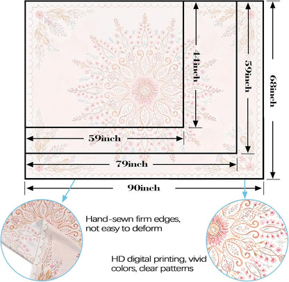 Lunerfex Floral Mandala Tapestry Boho Tapestry for Bedroom Pink Tapestries Wall Hanging Living Room Wall Art and Home Decor 44x60