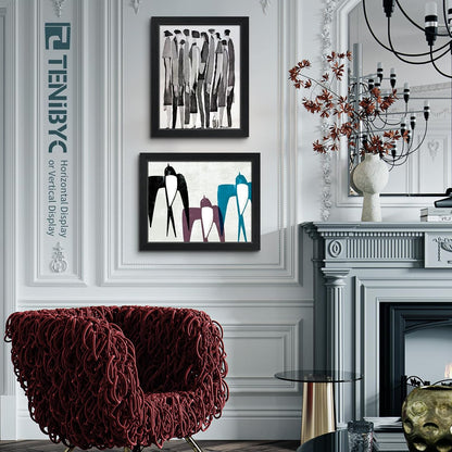 11x14 Picture Frame Set - 3 Pack, Textured Black Solid Wood, HD Tempered Glass, Wall Gallery Photo Frame