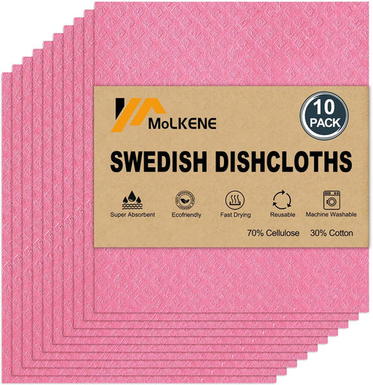 Swedish Dishcloths - 10 Pack Reusable Kitchen Dishcloths - Ultra Absorbent Dish Towels for Washing