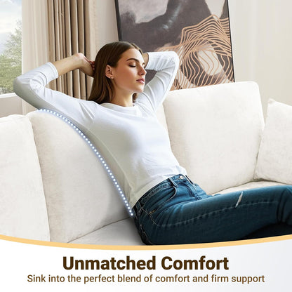 Tbfit U Shaped Couch 8 Seat, Sectional Sofa for Living Room,Chenille Cloud Couch with Ottoman, Beige