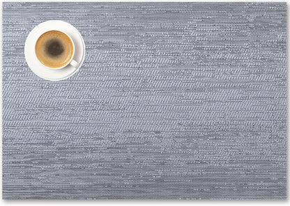 Placemats Set of 8 - Easy Clean Woven Vinyl Placemat for Dining Table, Indoor/Outdoor Place Mats, Washable PVC Table Mats（Gray）