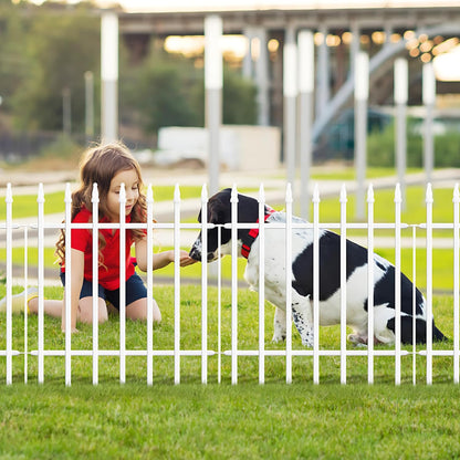 Metal Garden Fence 24" W x 24" H (5 Panels, Total 10 ft), Decorative Border Folding Fence, Landscape Fencing for Flower Bed, Yard, Animal Barrier