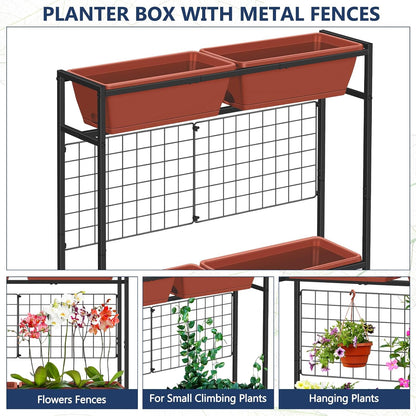 Raised Garden Beds Outdoor Elevated Planter Boxes with Trellis Herb Garden Planter Outdoor Raised Flower Boxes with Legs for Vegetable Patio Balcony Porch, Brick Red