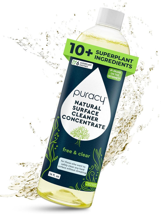 Puracy Multi-Surface Cleaner Concentrate - TikTok Trend Items, Natural All Purpose Cleaning Solution, Plant-Powered Cleaner Must Haves from TikTok Made Me Buy It (Free & Clear, 16 fl oz)