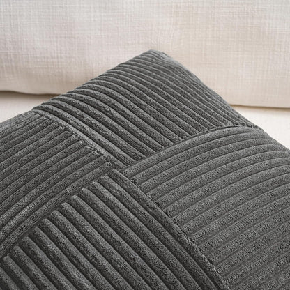 Fancy Homi 2 Packs Dark Gray Decorative Throw Pillow Covers 20x20 Inch for Living Room Couch Bed Sofa, Farmhouse Boho Home Decor, Soft Corss Corduroy Patchwork Accent Square Cushion Case 50x50 cm