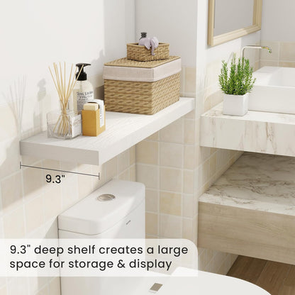 Fun Memories Floating Shelves for Wall, 30 Inch Rustic Wood Wall Mounted Shelves for Bathroom, Bedroom, Kitchen, Living Room, Deep Floating Shelves for Storage & Home Decor (White, Set of 2)