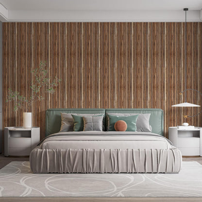 IZODEKOR 3D Wood Effect Styrofoam Wall Panels - Faux Wood Look Wall Panels for Living Room - Fake Acoustic Wood Slat Wall Panels - Pack of 10, Covers 50 sq ft.