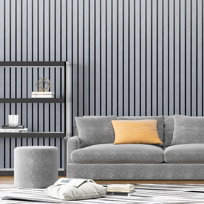 Art3d 4-Pack Glue-On Six-Grid Wainscoting Panel for Interior Wall Decor - 104 x 12 Inch Polystyrene Ultralight Slim Slat Wall Panels for Living Room Bedroom, Slate