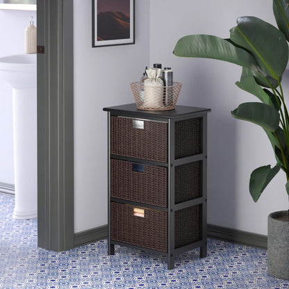 Winsome Omaha Home Storage Rack with 3 Baskets, Stackable Storage Bins for Home Organizing