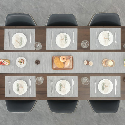 Myir JUN Placemats Set of 4, Vinyl Woven Placemats Place Mats Indoor Set of 4 Washable Table Mats Non-Slip Place mats for Dining Table (Silver, Set of 4)