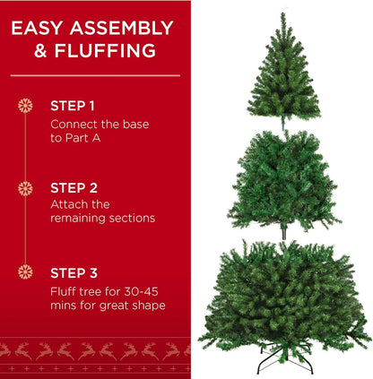 Best Choice Products Artificial Christmas Tree, 9ft Premium Unlit Realistic Spruce Holiday Décor w/Dense Branches, Easy Assembly, Metal Base