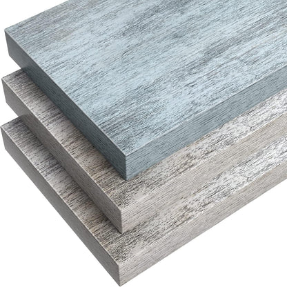 Sorbus Floating Shelves - 3 Pack 16 Inch Rustic & Blue Wall Shelves for Bedroom, Kitchen, Living Room, Bathroom Shelves, Home Decor, Office - Floating Shelf for Trophy, Books, Frames