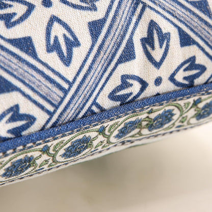 patdrea Designer Floral Linen Throw Pillow Covers,Blue French Cottage Flower Pattern Decorative Pillowcases Cushion for Bed Living Room Outdoor Car,Pack of 4